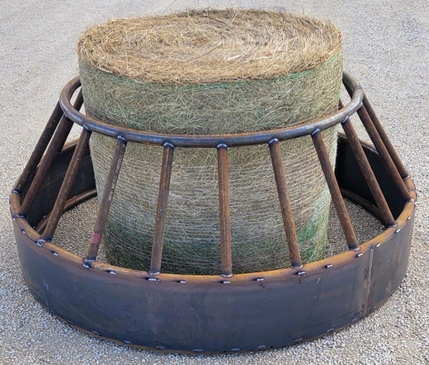 Borderline Fabrication heavy duty round bale feeder with hay bale