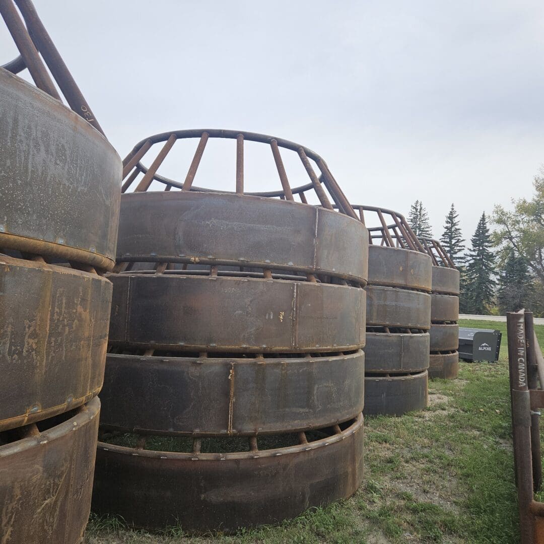 Heavy duty hay bale feeder manufactured by Borderline Fabrication